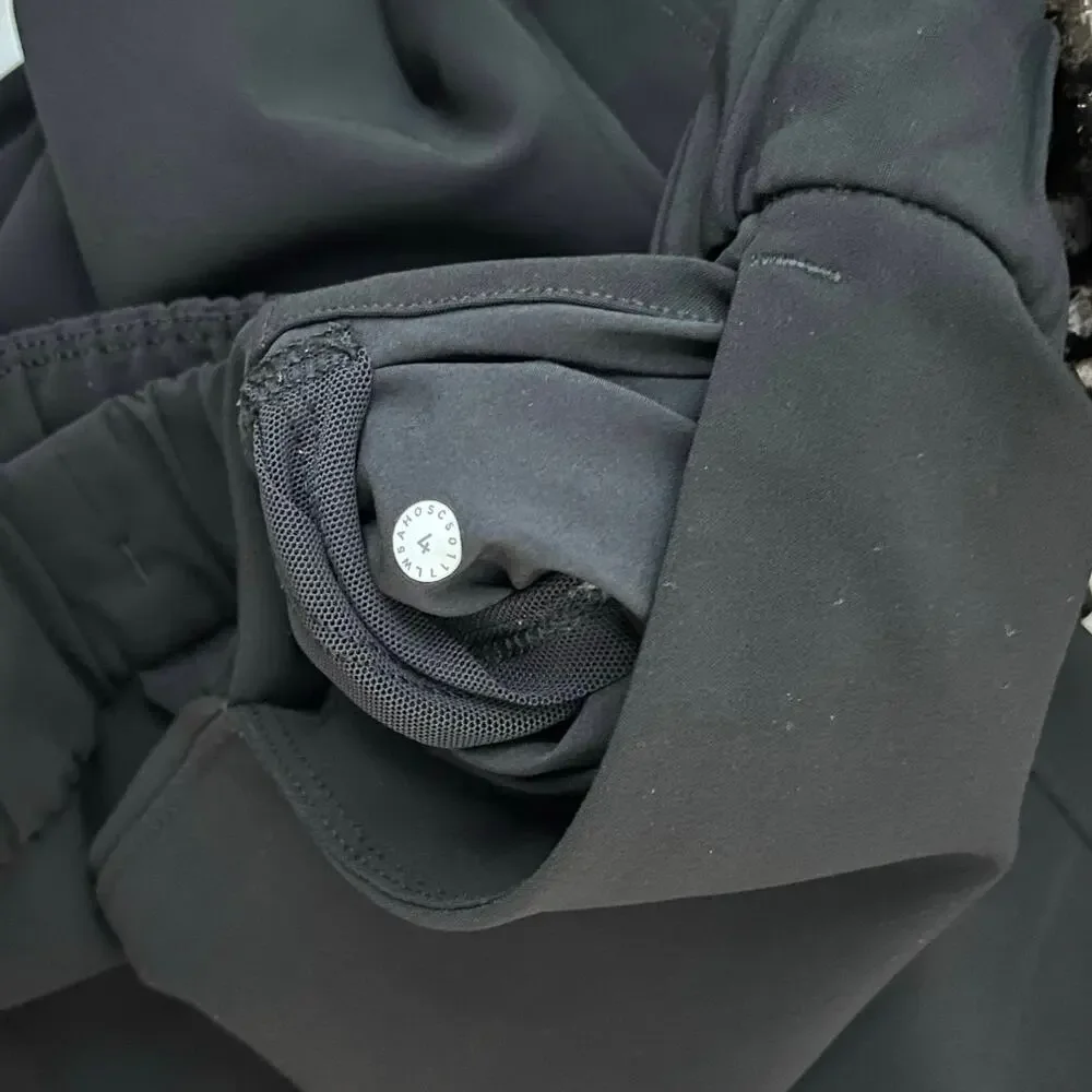Lululemon On The Fly Black Pants Size 4 Women’s Elastic Waist Side Pockets - Picture 7 of 7